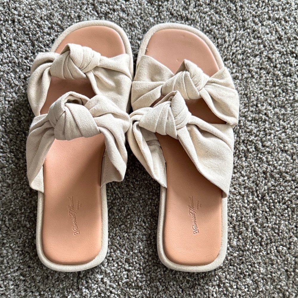 Universal Thread Knotted Tan Slide Sandals